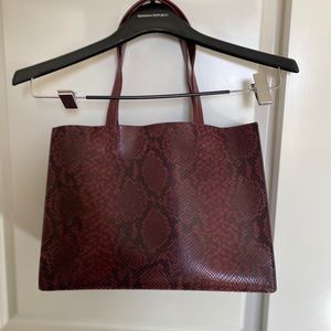 Banana Republic burgundy crocodile leather tote